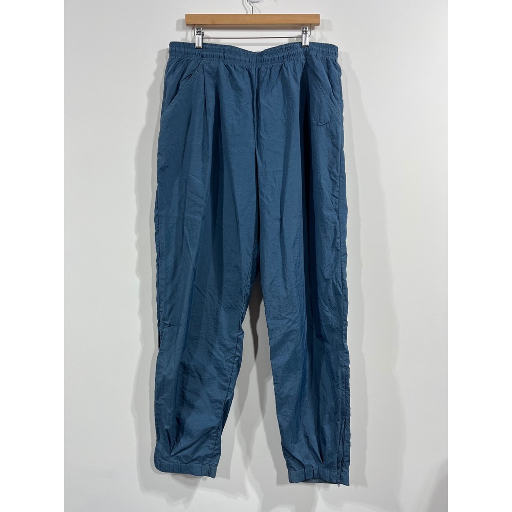 Nike Mens Crinkle Track Pants Teal Blue Swishy Zipper Ankle XL‎ Vintage 90s